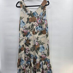 Vintage Hilo Hattie Sleeveless Midi Dress Made in Hawaii 100% Cotton Medium
